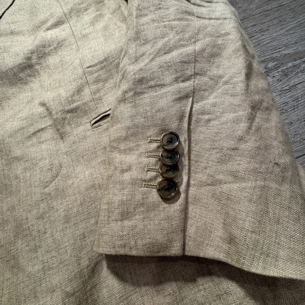 Banana Republic Blazer Mens 44R Beige 100% Linen Unstructured Sport Coat Slim